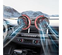 Foldable Dual Head Car Fan with 2 USB Ports, 12V/24V Cigarette Lighter Powered, 3-Speed Adjustable Cooling Fan with 360° Rotation
