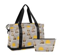 Foldable Duffel Bag Lazy Sundown Otter Brown Overnight Carry On Tote and Luggage with Adjustable Strap for Business Trips