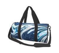 Foldable Duffle Bag For Women - Workout Bag For Gym Men - Boy Gym Bag - Girls Small Weekender Duffel Bag - Packable Luggage Bag For Travel Sports, Blue And White Camo Cool Marble Abstract Fluid