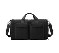 Foldable Duffle Bag with Shoe Compartment and Wet Pocket, Portable Travel Gym Bag 18.9x9.06x11.02 Inch- Black