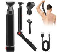 Foldable Electric Back Shaver for Men with 2 Floating Heads & Long Handle,USB Rechargeable Cordless Back Hair Remover for Men,Body Groomer for Chest, Shoulders