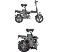 Foldable Electric Bike,14" Portable Folding E-Bike, City Bike, 48V 10AH Battery, 250W Motor, 25KMH Speed, Disc Brakes, Triple Suspension, 3 Riding Modes, Rear Seat, Recycle Energy System, Black, New!