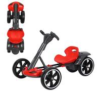Foldable Electric Go Kart for Kids, Pedal Go Kart 3-8 Years up to 30 Kg Girls & Boy Ride-On Race Car with EVA Tyres Adjustable Seat 3 Mph Speed Drift Go Cart for Indoor Outdoor (Red, Regular)