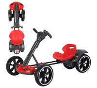 Foldable Electric Go Kart for Kids, Pedal Go Kart 3-8 Years up to 30 Kg Girls & Boy Ride-On Race Car with EVA Tyres Adjustable Seat 3 Mph Speed Drift Go Cart for Indoor Outdoor (Red, Extended)