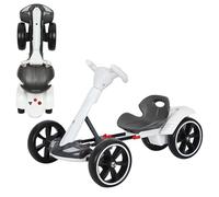 Foldable Electric Go Kart for Kids, Pedal Go Kart 3-8 Years up to 30 Kg Girls & Boy Ride-On Race Car with EVA Tyres Adjustable Seat 3 Mph Speed Drift Go Cart for Indoor Outdoor (White, Regular)