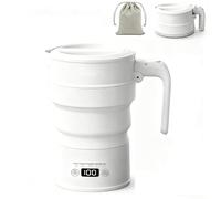Foldable Electric Kettle 1000W, 700ml Collapsible Silicone Water Boiler with Keep Warm & Delay Start, BPA-Free, Portable Heating Jug for Camping Hiking Outdoor