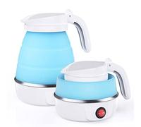 Foldable Electric Kettle, Camping Kettle, Mini Travel Kettle, Silicone Electric Water Boiler, Tea, Coffee Kettle, Collapsible Kettle with Separable Power Cord for Outdoor Hiking Camping-Blue