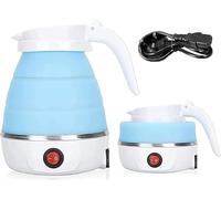 Foldable Electric Kettle, Mini Travel Kettle, Portable Collapsible Kettle for Camping with Separable Power Cord, Fast Boiling, 600ML (Blue)