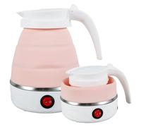 Foldable Electric Kettle, Mini Travel Kettle, Silicone Camping Kettle, Portable Small Kettle Travel, Coffee Kettle, Collapsible Kettle with Separable Power Cord for Outdoor Hiking Camping (pink)