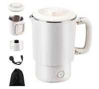 Foldable Electric Kettle, Portable Collapsible Mini Travel Kettle with 2 Temperature Settings, Fast Heating, BPA-Free, Stainless Steel Tea Coffee Heater for Outdoor Hiking Camping