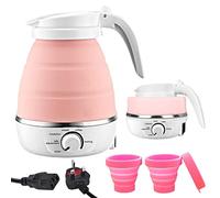 Foldable Electric Kettle - Portable Silicone Kettle for Travel with Separable Power Cord and 2 Silicone Folding Cup, Folding Electric Kettle for Indoor, Outdoor, Camping,Travel Kettle