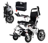 Foldable Electric Wheelchair, Folding Power Chair, Mobility Chair, 20 KM Removable Lithium Battery, 2 X 200W Brushless Motor,19 KG Ultra Lightweight, Aluminium Frame, Electro Magnetic Brake, Arm Rest