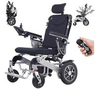 Foldable Electric Wheelchair for Adults, Reclining Electric Wheelchair with Headrest, 15 Miles Range Motorized Wheelchairs, Compact Powerchair with 12AH Lithium Battery,500W Motor,130kg Load Capacity