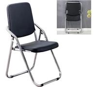 Foldable Ergonomic Office Desk Chair PU Leather Padded Seat Compact Folding Computer Chair for Home Office Small Space Workstation