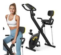 Foldable Exercise Bike, Folding Workout Bike for Home, 3 in 1 Upright Cycling and Recumbent Exercise Bike, 8 Levels Resistance, 300LB Capacity, Arm Resistance Band, Pulse Sensor