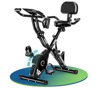 Foldable Exercise Bike for Home, SLUNSE 5 IN 1 Indoor Workout Bike,16-Level Magnetic Resistance Folding Stationary Exercise Bike, 350LBS Capacity and Comfortable Seat Cushion