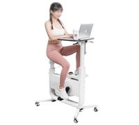 Foldable Exercise Bike with Desk, Magnetic Resistance Indoor Cycling Bike for Home Office, Cardio Workout Bike for Small Spaces