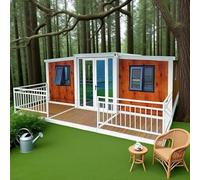 Foldable Expandable House Tiny Homes to Live in for Adults, Featuring Bedroom, Toilet, Living Room & Kitchen, Portable Prefab Mini House for Remote Area Living Vacation
