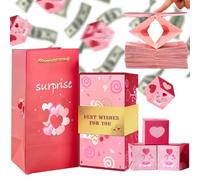 Foldable Explosion Box with 10 Bounce Box & Bag, Red Envelope Cash Surprise for Birthday Christmas