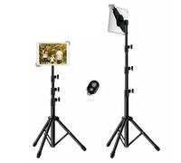 Foldable Extendable Multi-Function Tripod Stand for iPhone iPad Samsung Galaxy Tablets Adjustable Height Portable Phone Holder Carrying Case Ideal for Selfies Vlogging Live Streaming