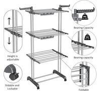 Foldable Extra Large 4 Tier Clothes Airer Indoor Outdoor Laundry Dryer Rack