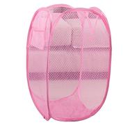 Foldable Extra Large Collapsible Net Hampers for Storage Blankets Pop-Up Mesh Baskets Commercial Laundry Sorters for Rv,Dorm,Pink