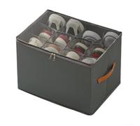 Foldable Fabric Shoe Storage Box with 16 Adjustable Dividers, Oxford Cloth Shoe Organizer for Closet or Under Bed, Collapsible Footwear Storage Container for Heels, Trainers, Boots(gray)