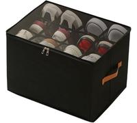 Foldable Fabric Shoe Storage Box with Adjustable Dividers, Dustproof & Moisture-Resistant Transparent Lid, Sturdy Handles for nized Closet Space