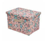 Foldable Fabric Storage Box With Lid & Handle Cute Prints 38X26X24Cm - Pink Rocking Horse