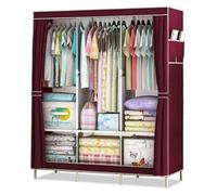 Foldable Fabric Wardrobe Closet with Hanging Rail and Shelves, Space-Saving Storage Organizer for Bedroom or Dorm