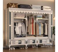Foldable Fabric Wardrobe with Hanging Rail and Shelves - Portable Clothes Storage Organizer for Bedroom and Home