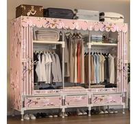 Foldable Fabric Wardrobe with Hanging Rail and Shelves - Portable Clothes Storage Organizer for Bedroom and Home