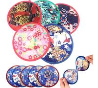 Foldable Fan 10Pcs Round Handheld Japanese Fan Compact Gentle Elasticity Portable Folding Hand Fan for Women Girls Daily Use Festival Wedding Party Favors Decorations, Mixed Package, Foldable Fan