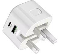 Foldable Fast Charger Plug USB Type C Plug For Samsung Galaxy Tab S6 Lite/A9/A9+/S9 FE/S9/S9 Plus/S9 Ultra/S9 FE/S9 FE+/S8/S8+/S8 Ultra 20W Travel Dual Ports Mains Charging Adapter UK (USB+C)