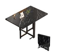 Foldable Faux Marble Dining Table Space-Saving Drop Leaf Design Adjustable Foot Pads & Anti-Fall Bracket Ideal for Small Living Rooms & Kitchens Versatile Dining Furniture