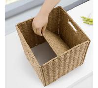 Foldable Faux Wicker Storage Cubes Decorative Baskets With Handles