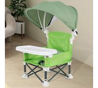 Foldable Feeding Chair - Alloy Support Seat Cover, Detachable Snack, Compact Child Seat, Sunshade Outdoor Rest Control, Travel Friendly Eating Placement | For Garden Patio Hollow