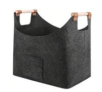 Foldable Felt Firewood Basket with Handles, Log Baskets for Wood Burner Indoor Outdoor Fireplace, Extra Thick Log Carrier Holder Firewood Carring Bag for Shopping, Wood, Newspaper