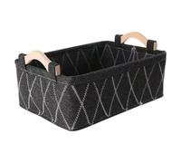 Foldable Felt Storage Basket,Desktop Storage Box,Organizer Basket for Coin Key Snack Clothes Book Toy,Felt Laundry Baskets with Handles (Black,Medium)