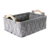 Foldable Felt Storage Basket,Desktop Storage Box,Organizer Basket for Coin Key Snack Clothes Book Toy,Felt Laundry Baskets with Handles (Grey,Large)