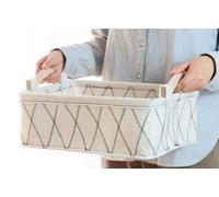 Foldable Felt Storage Basket,Desktop Storage Box,Organizer Basket for Coin Key Snack Clothes Book Toy,Felt Laundry Baskets with Handles (White,Large)