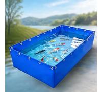 Foldable Fish Aqua ank Porable Koi Bing Pool wih Drain Valve Blue Canvas Fish ank for Goldfish Oudoor Fish Pond (4x3x0.8m)
