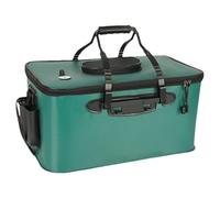 Foldable Fish Bucket, Multifunctional Bait Container for Live Fish - Waterproof Outdoor Carrier with Carry Strap for Camping Fishing Beach Holiday Hiking Travel, Green, see description, See