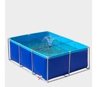 Foldable Fish Pond - Indoor/Outdoor Freestanding AquariumPVC Canvas Liner with Steel Frame Versatile Water Storage Tank & Swimming Pool with Drain Valve (1x1x0.9m)