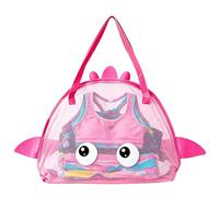 Foldable Fish Shape, Kids Mesh Bag, Large Capacity Tote, Beach Toys Holder, 42x32cm Compact Frame for Boys Girls Young Child Preschoolers Travel Water Pool Park Daily Routine Outdoor Use