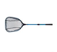 Foldable Fishing Landing with Aluminum Rod, Thickened Silicone Mesh for Large Fish up to 14kg, Quick-Dry Anti-Odor Hook Design for Waist Bag, Ready to Use No Assembly, Black(35cm matte blue)