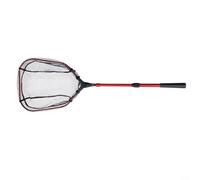 Foldable Fishing Landing with Aluminum Rod, Thickened Silicone Mesh for Large Fish up to 14kg, Quick-Dry Anti-Odor Hook Design for Waist Bag, Ready to Use No Assembly, Black(35cm matte red)