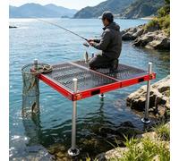 Foldable Fishing Platform with Adjustable Legs for Lake River Bank, Stable All Terrain Dock for Anglers