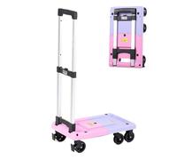 Foldable Flatbed Cart on Wheels, 360° Rotatable, Easy Transport, Extendable Push n for Fur Moving - Purple &, 97 cm