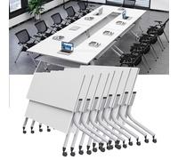 Foldable Flip Conference Table with Wheels - Modular Design, Reinforced Steel Frame, Noise-Free Mobility, Ideal for Corporate Classrooms & Training Events